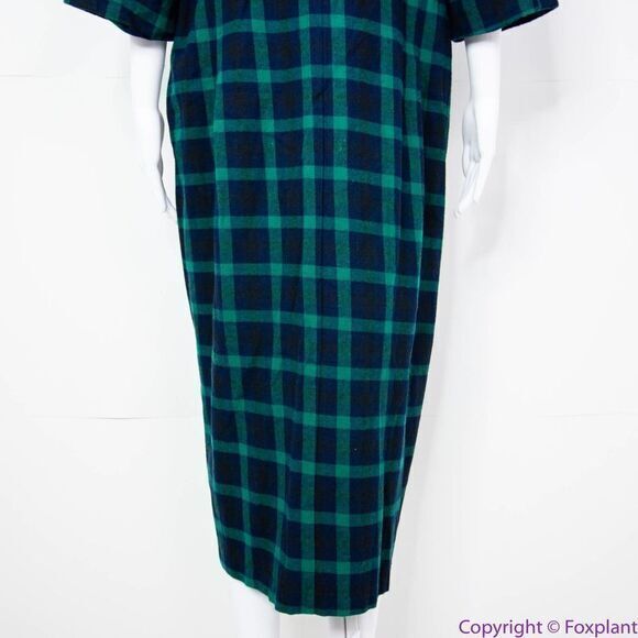 NEW Eloquii green Plaid V-Neck Dress with Side Slits tie waist, plus size 28 - Picture 8 of 16